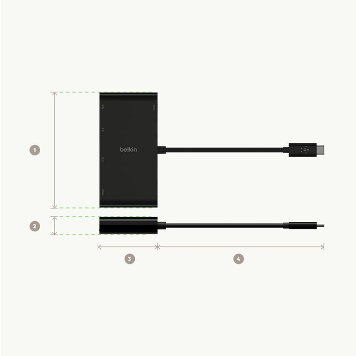 Alt View 4. Belkin - USB-C 5-in-1 Hub Plus 100W - Black.