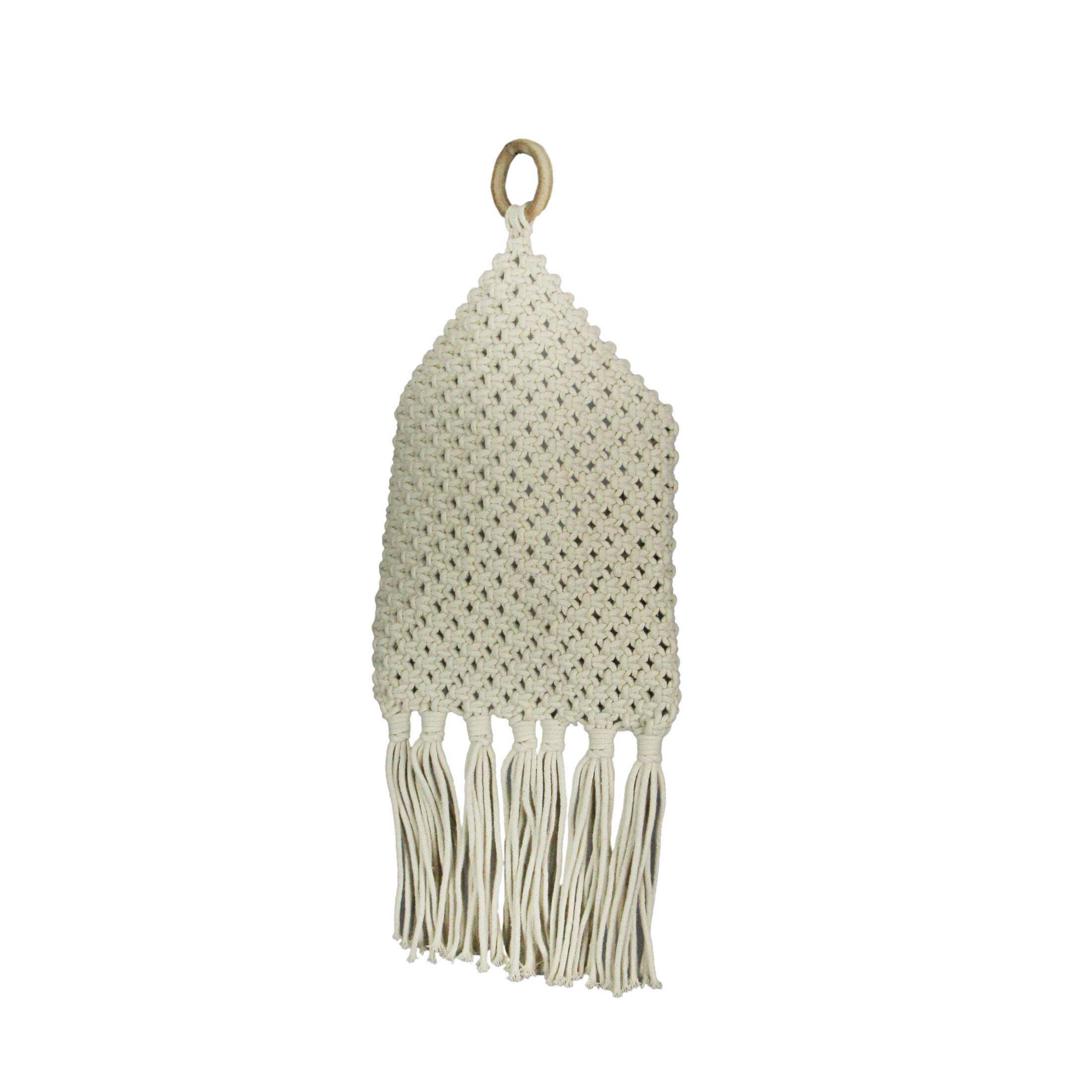 Alt View 2. PD Home & Garden - Bohemian Hand Tied Macrame Envelope Wall Pocket 21.25 Inches High - Tan.