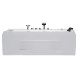 Empava - 67 in. x 29 in. Alcove Whirlpool Air Combination Bathtub Rectangular Bath with Left Drain and Waterfall - White