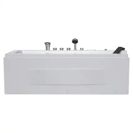 Front. Empava - 67 in. x 29 in. Alcove Whirlpool Air Combination Bathtub Rectangular Bath with Left Drain and Waterfall in White - White.