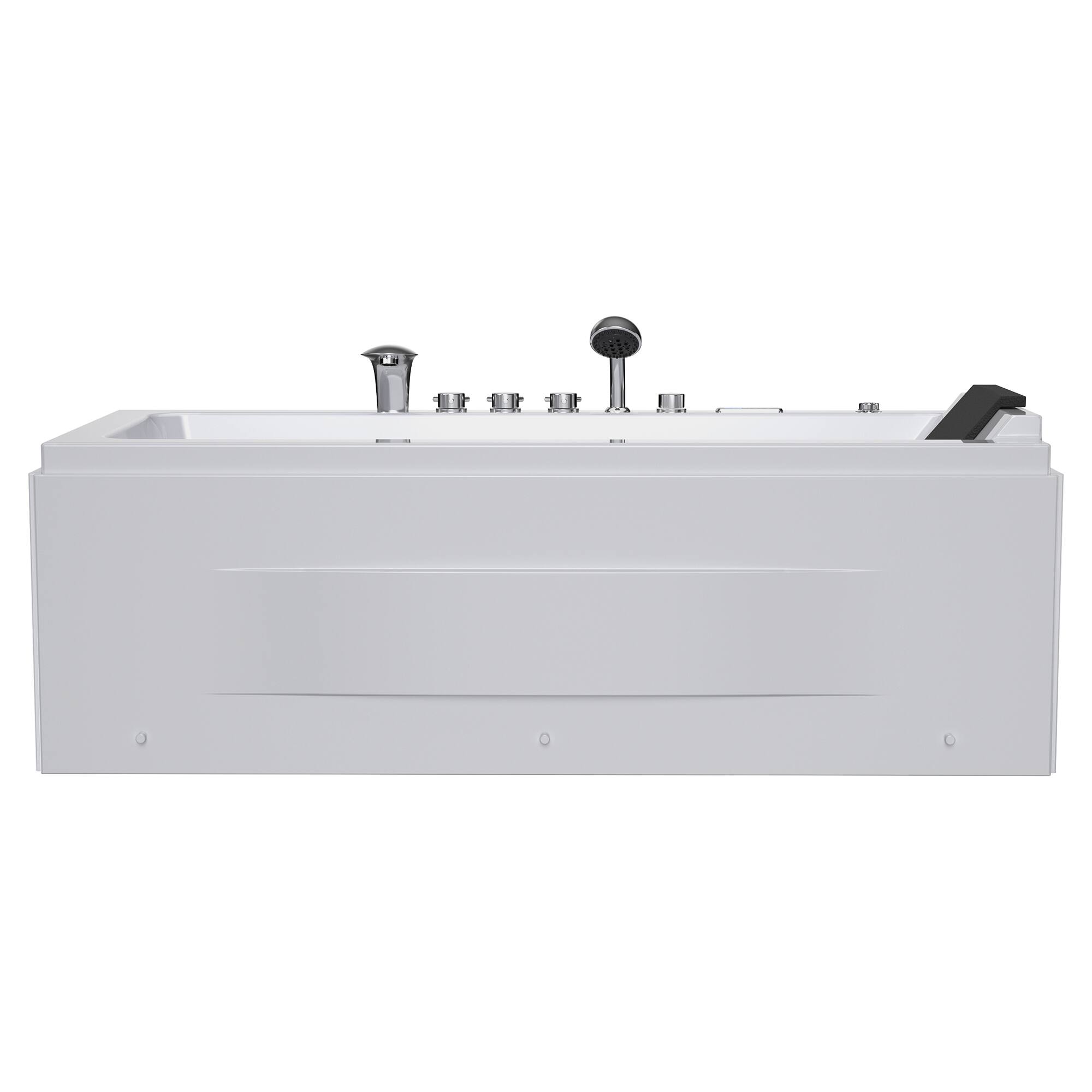 Front. Empava - 67 in. x 29 in. Alcove Whirlpool Air Combination Bathtub Rectangular Bath with Left Drain and Waterfall in White - White.