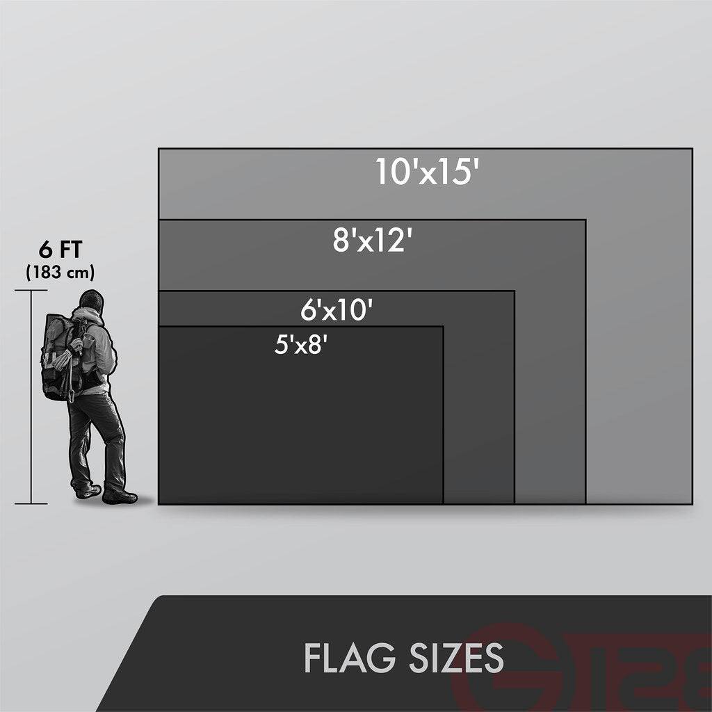 10'x15'  
8'x12'  
6'x10'  
5'x8'  

FLAG SIZES  

6 FT (183 cm)