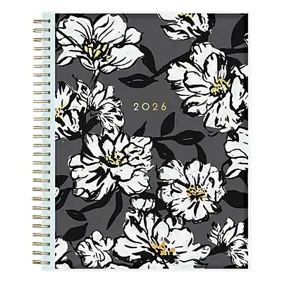 Front. Blue Sky - 2026 Blue Sky Baccara Dark Floral 8" x 10" Monthly Planner, Plastic Cover (110216-26) - Multicolored.