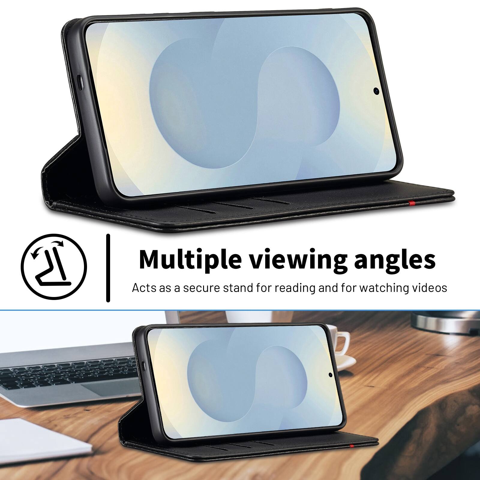 Multiple viewing angles  
Acts as a secure stand for reading and for watching videos
