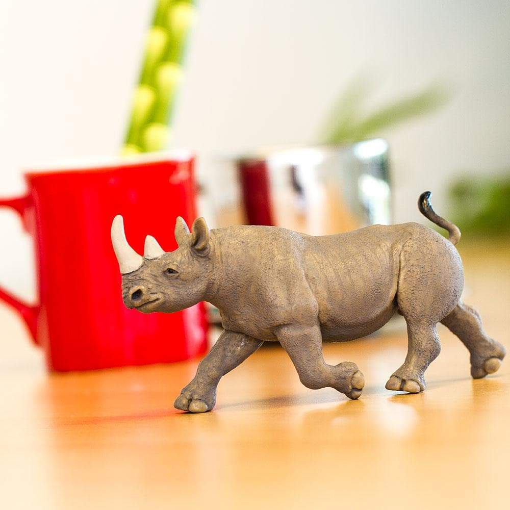 Angle. Safari Ltd. - Black Rhino Toy Figurine.