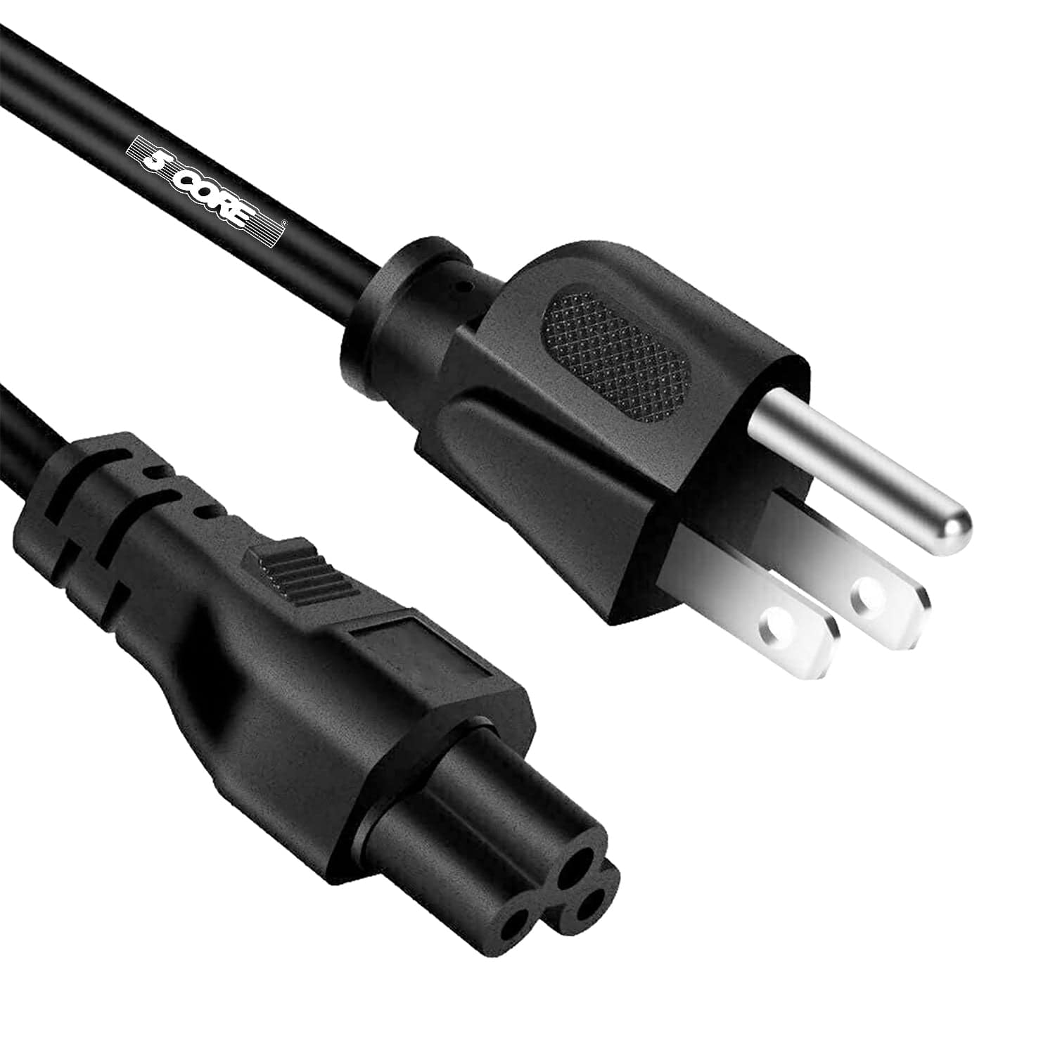 5 CORE - AC Power Cord 6Ft 2 Prong US Male to Female Extension Adapter 18AWG 10A 7A 125V - Black