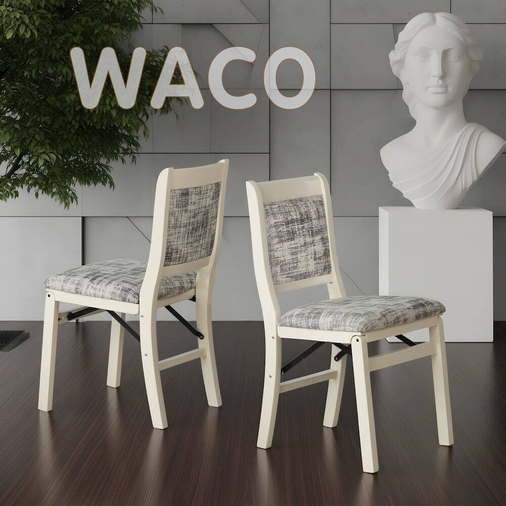 Back. East West Furniture - Waco Dining Chairs with PU Leather Seat - Linen White.