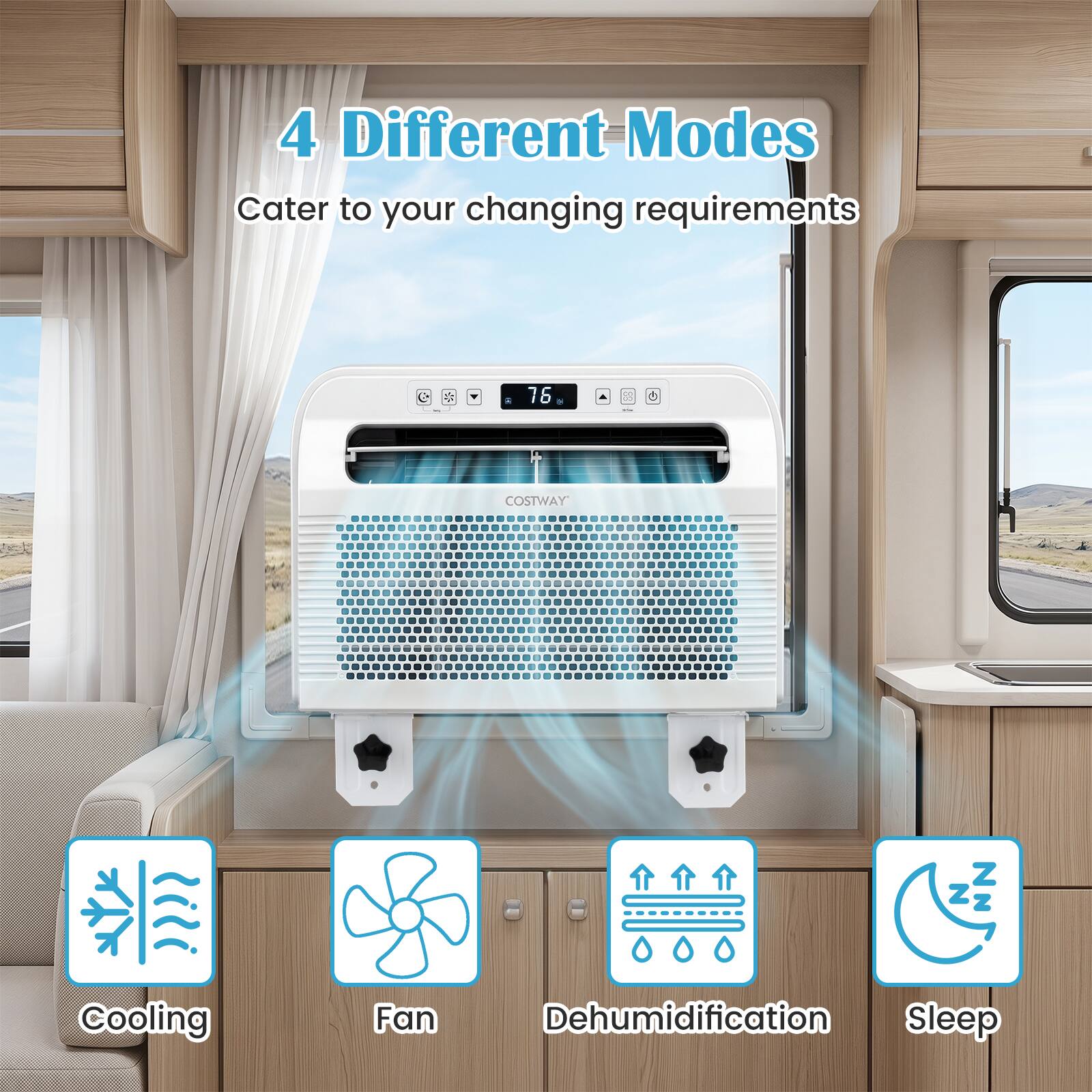 4 Different Modes Cater to your changing requirements

COSTWAY

Cooling Fan Dehumidification Sleep