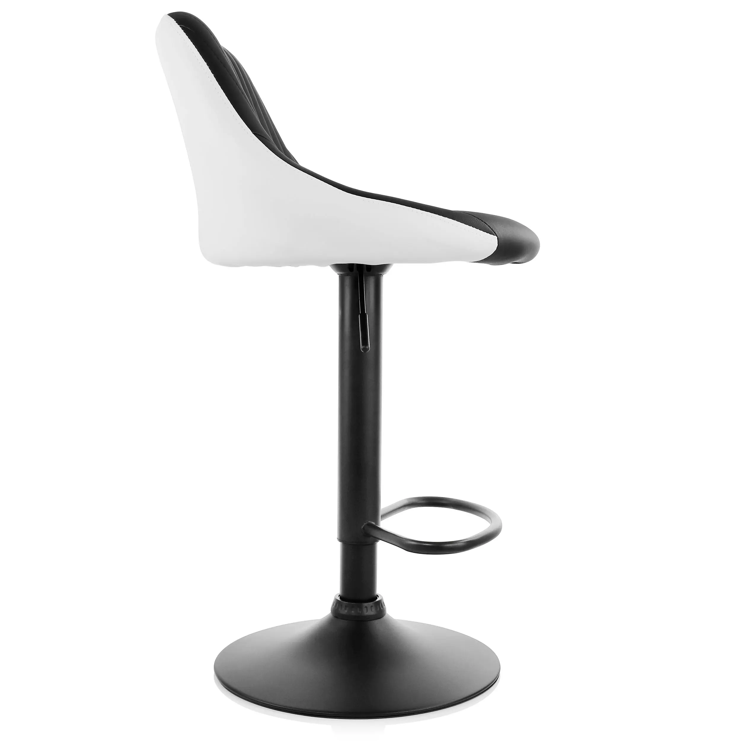 Alt View 3. Elama - Elama 2 Piece Faux Leather Adjustable Bar Stool in Black and White with Black Base - Black and White.