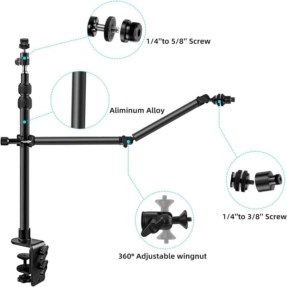 - 1/4" to 5/8" Screw
- Aluminum Alloy
- 1/4" to 3/8" Screw
- 360° Adjustable wingnut