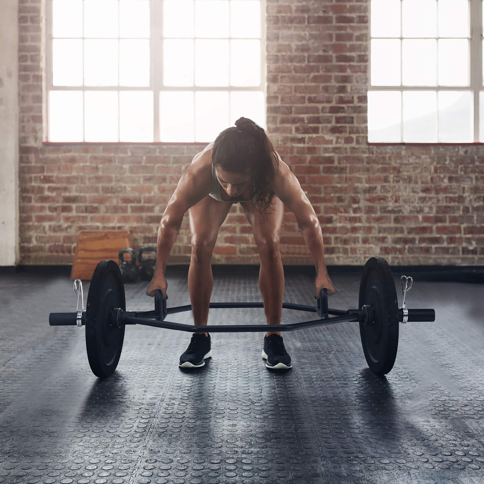 Alt View 12. Costway - 56'' Olympic Trap Bar with Knurled Handles for Weight Lifting and Bodybuilding - Black.