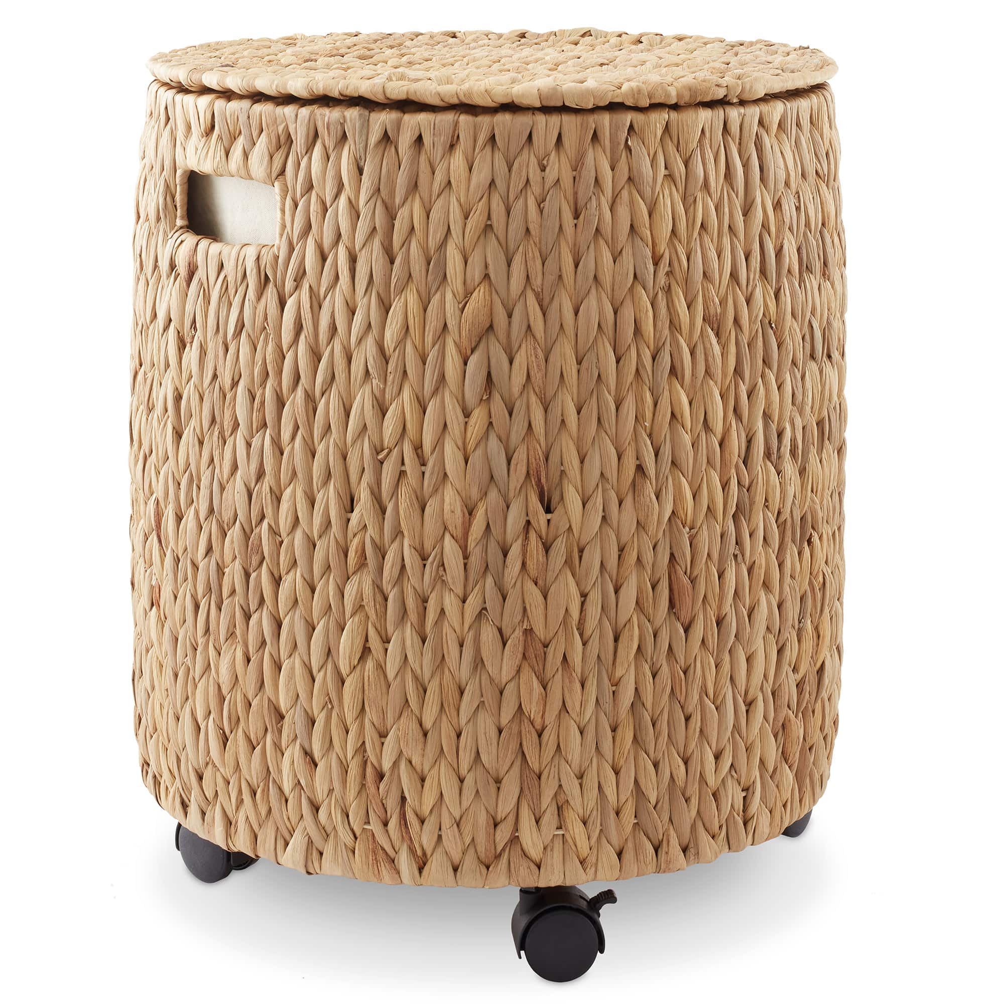 Casafield - Rolling Storage Basket with Lid and Locking Wheels - Hyacinth Wicker - Natural
