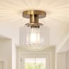Front. Parrot Uncle - 6" Modern Gold Glass Small Semi Flush Mount Ceiling Light - Gold.