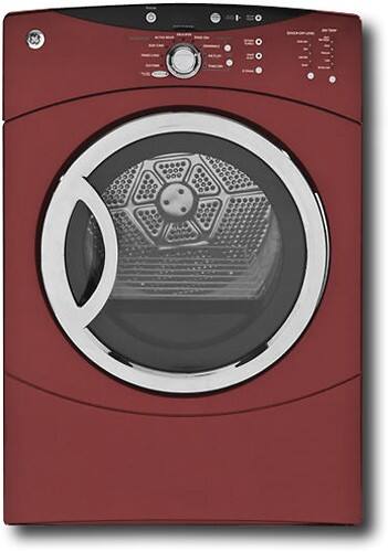 Front Standard. GE - 7.0 Cu. Ft. Super Capacity Gas Dryer - Vermillion Red.