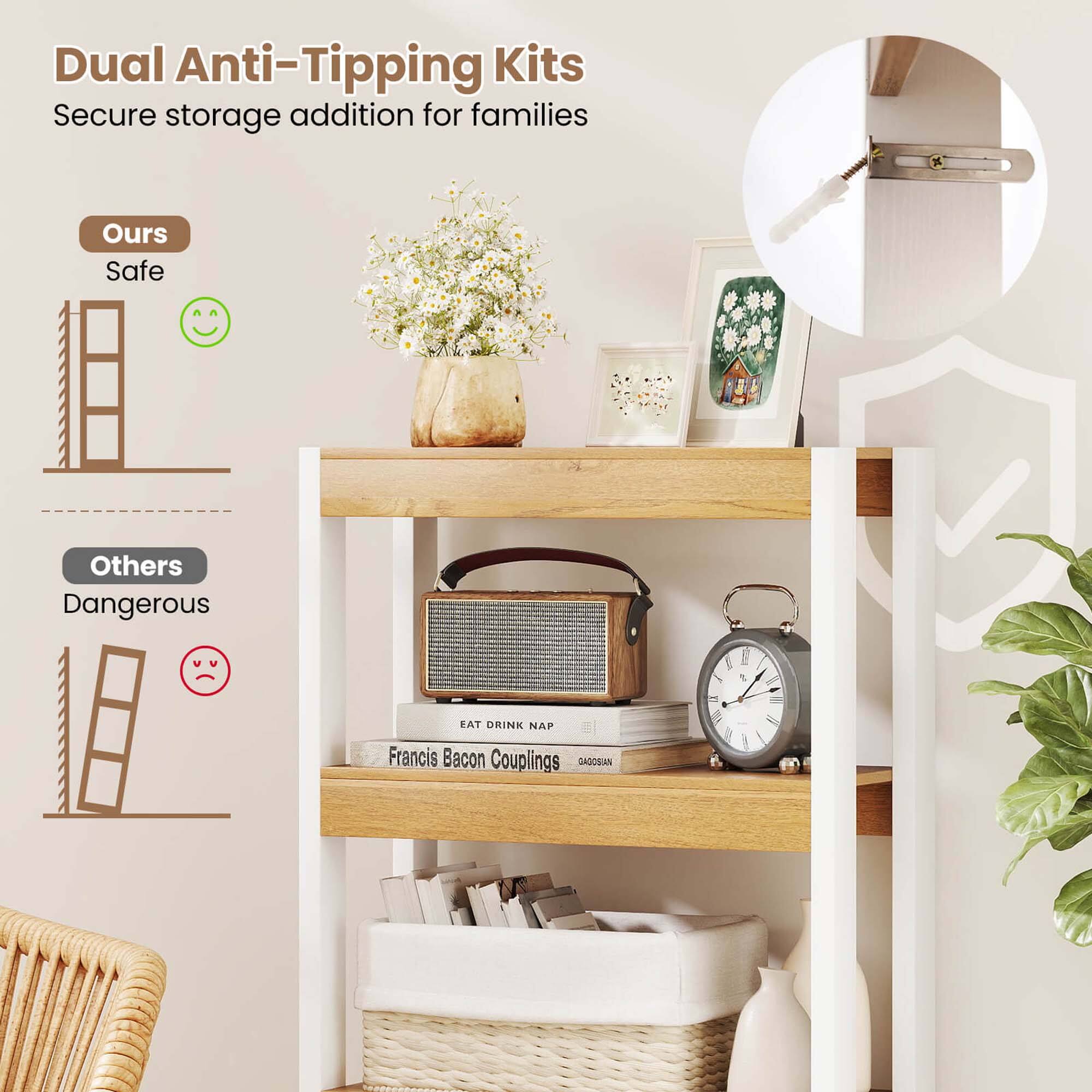 Dual Anti-Tipping Kits Secure storage addition for families Ours Safe Others Dangerous EAT DRINK NAP Francis Bacon Couplings DAGOSIAN