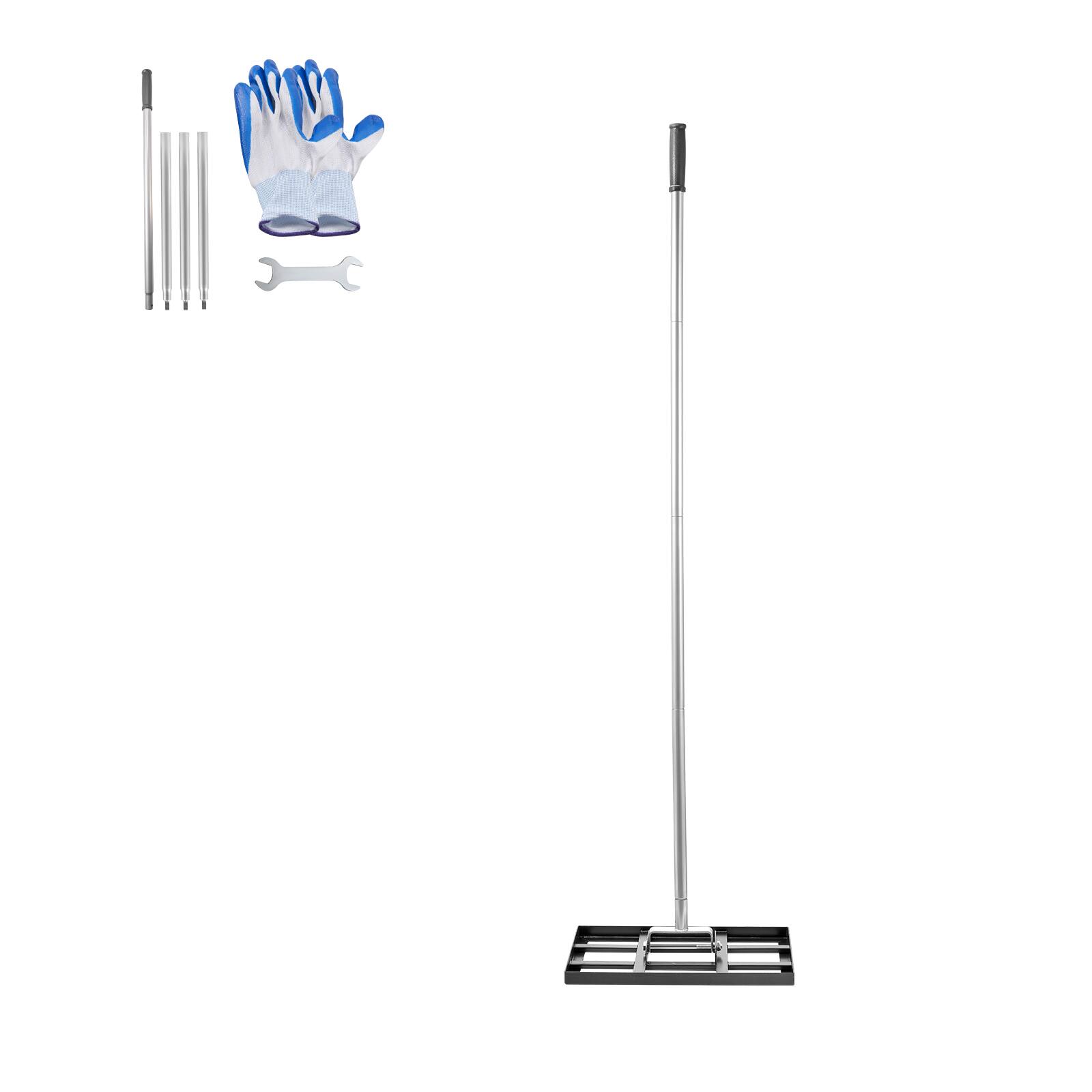 Alt View 5. VEVOR - Lawn Leveling Rake, Lawn Leveler with 78 in Handle, 17x10 in Ground Plate, Rust-Resistant Carbon Steel Soil Leveler - Black.