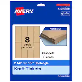 Avery - 2-1/8" x 5-1/2" Rectangle Tickets, Kraft 80ct - Brown