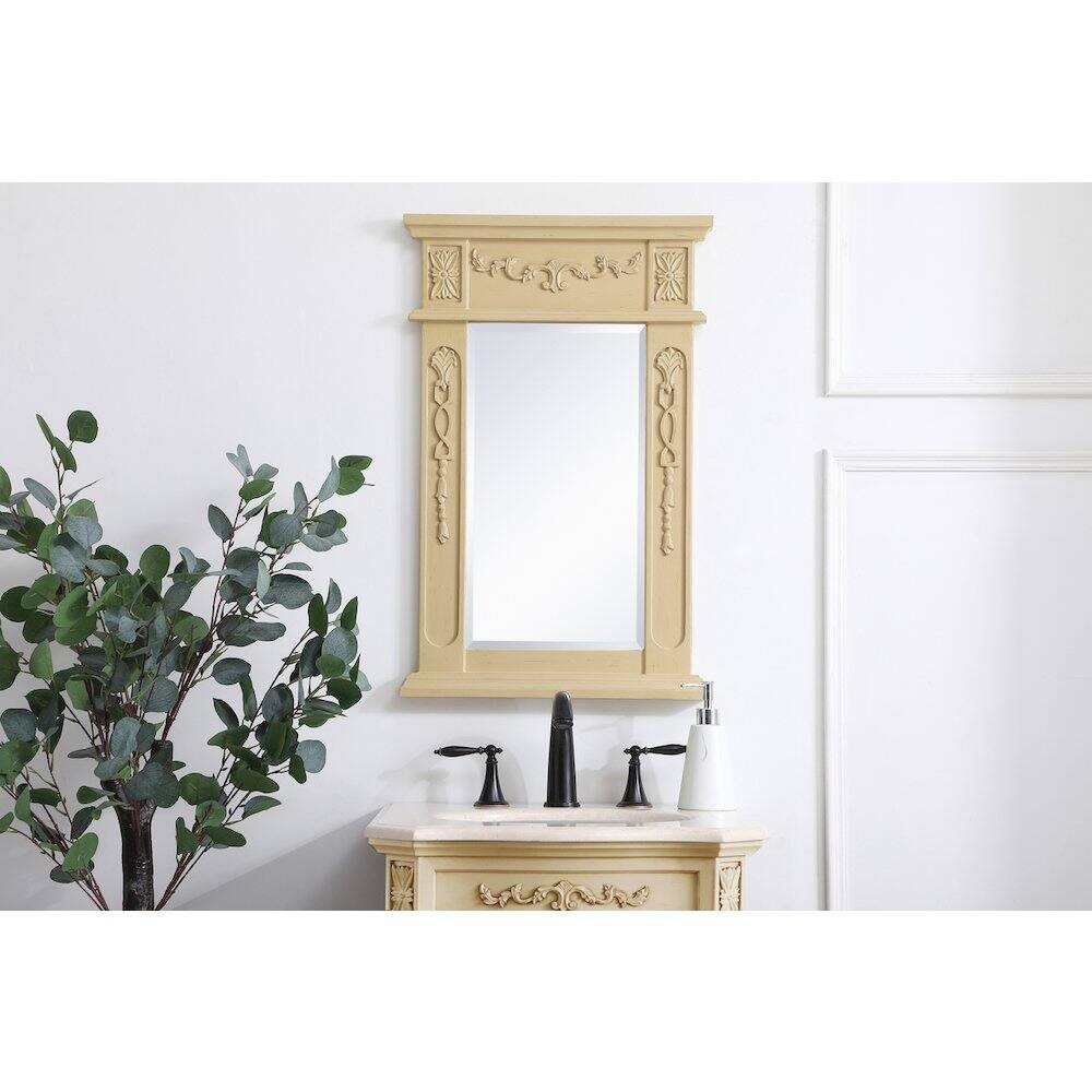 Alt View 1. Elegant Decor - Wood Frame Mirror 18 Inch X 28 Inch In Light Antique Beige - Light Antique Beige.