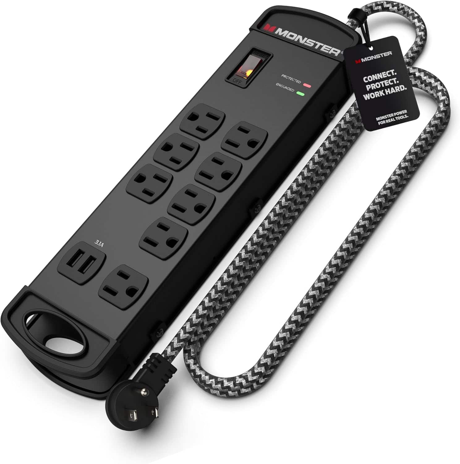 Monster - Pro MI Power Strip Surge 8 Outlet, 2 USB - 15 ft cord - Black price history on PriceWatchPro