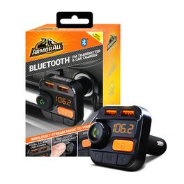 Armor All - Wireless Bluetooth FM Transmitter Dual USB Car Charger (3.4A), Voice Control, Bass Boost, & Hands-Free Calling - Black
