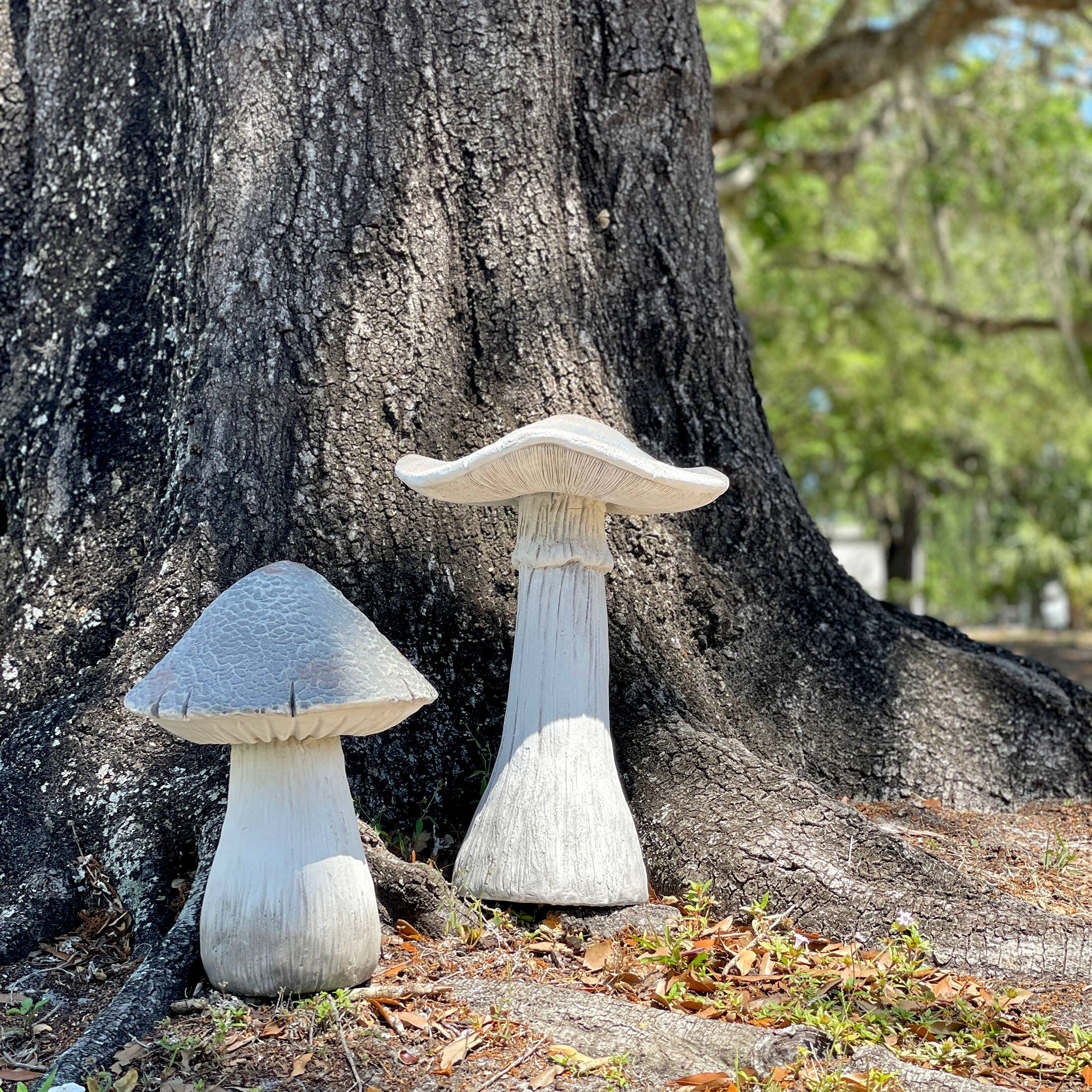 Alt View 4. Zeckos - Set of 2 MGO Mushroom Statues, 14" & 17" Tall, Garden Decor - Multi.