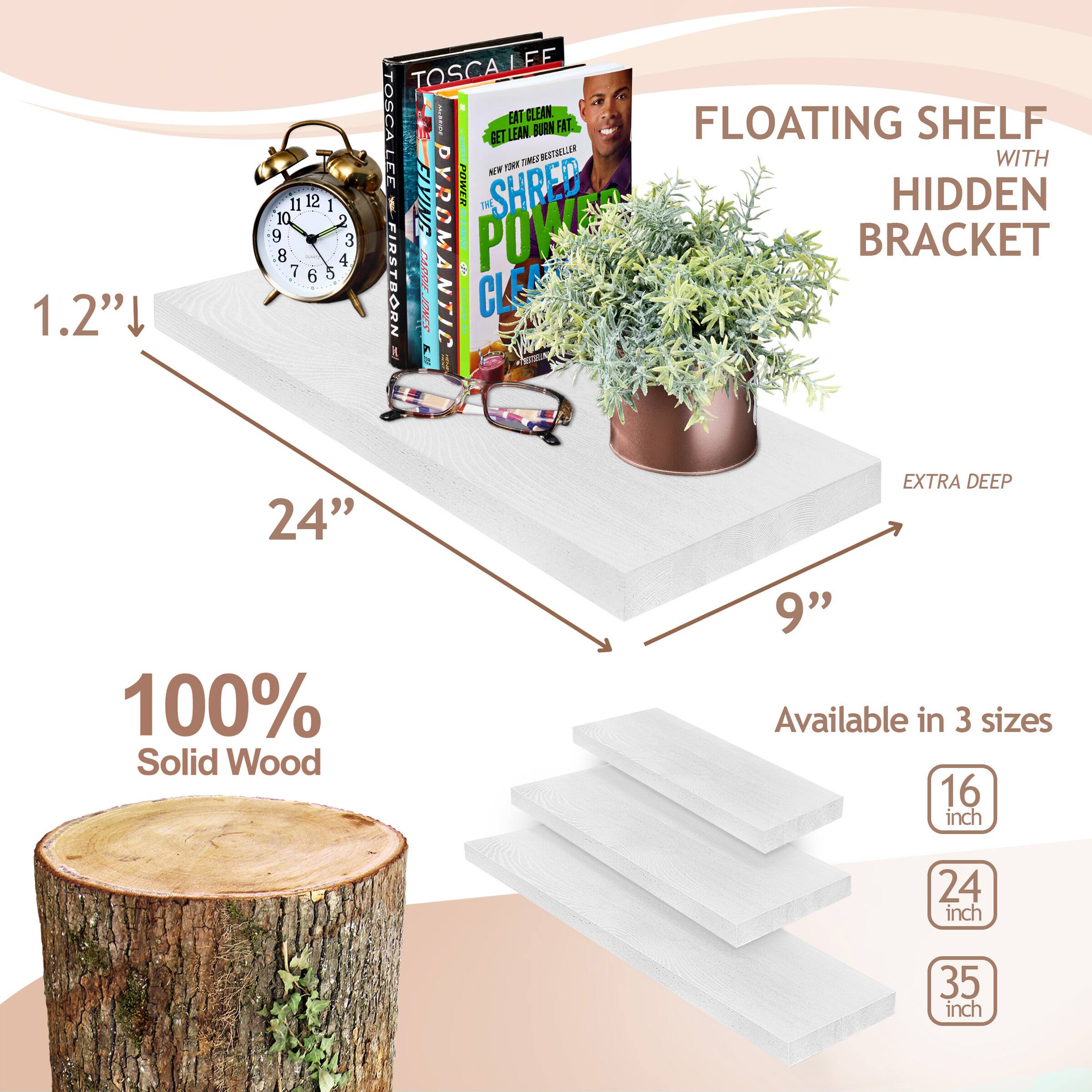 1.2" 11 12 1 10 2 9 3 8 4 7 6 5 TOSCALEE LFF TOSCA I GET LEAN EAT GLEAN BURN FAT P SLR cr  LEE ELVING POWER SHRED N YRDM L CARRS PO FIRSTBORN SFC CLE ! FLOATING SHELF WITH HIDDEN BRACKET 24" EXTRA DEEP 100% Solid Wood 9" Available in 3 sizes 16 inch 24 inch 35 inch