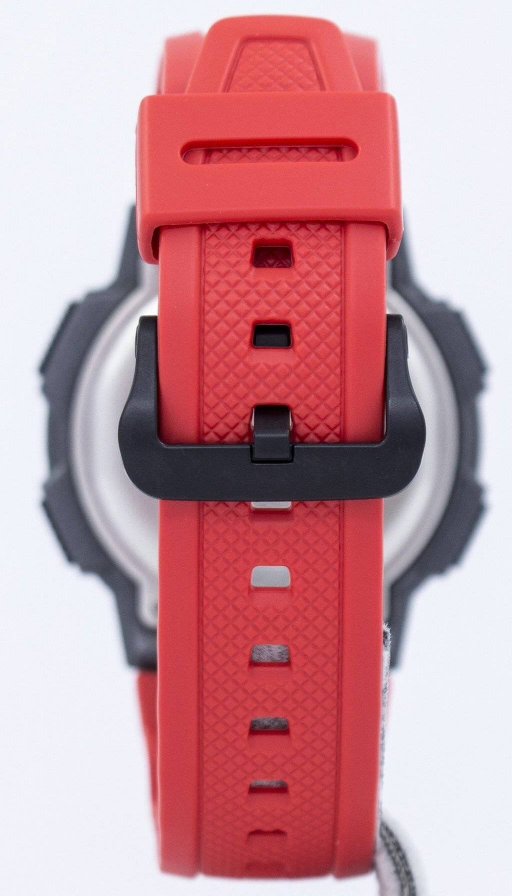 Back. Casio - Illuminator World Time Alarm World Map Stopwatch Timer AE-1000W-4AV Mens Watch 100M - Red.