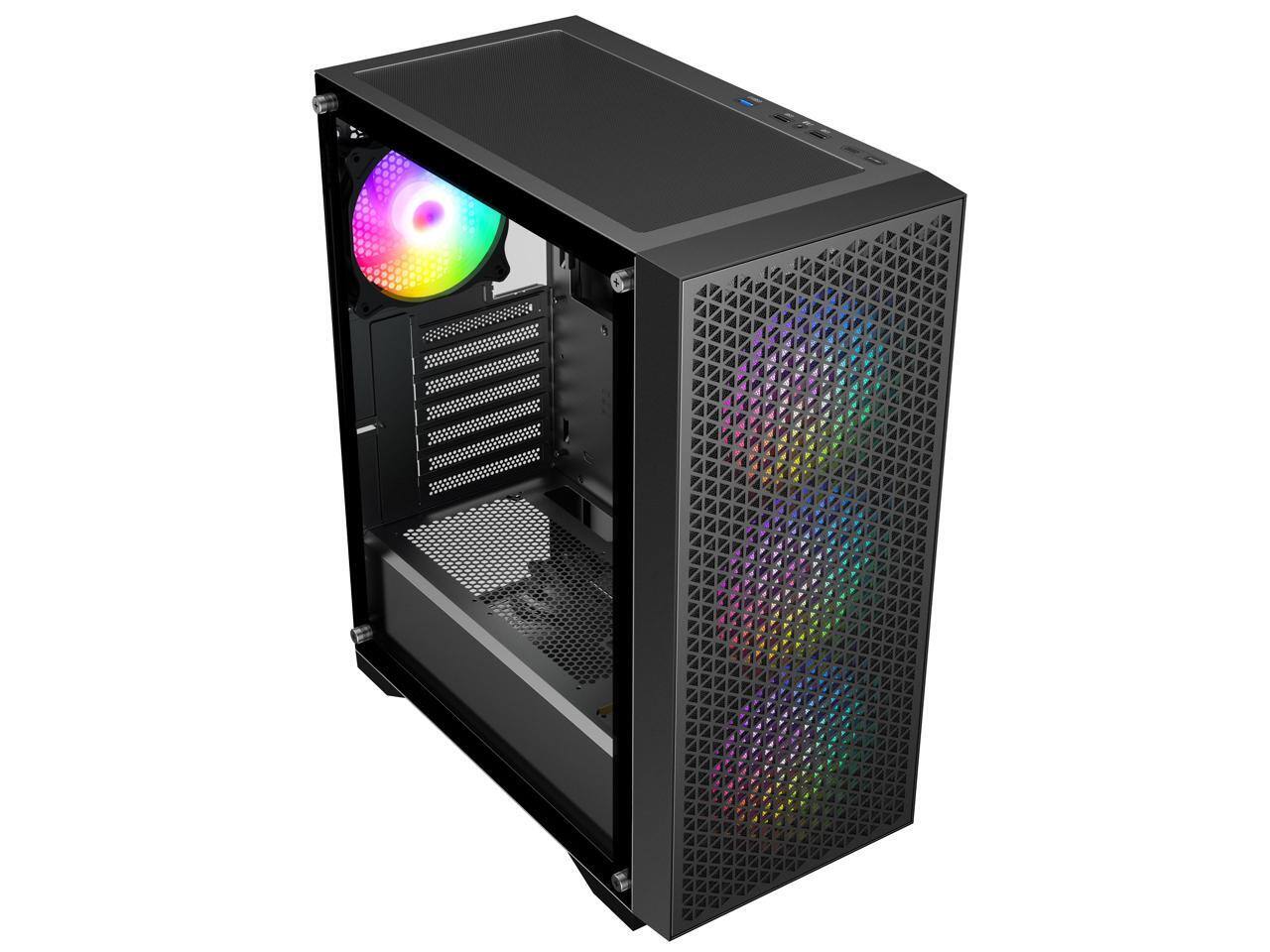 Alt View 3. DIYPC - DIYPC DIY-F08-BK Black USB3.0 Tempered Glass ATX Gaming Computer Case w/ 4 x ARGB 120mm Fans (Pre-Installed) - Black.