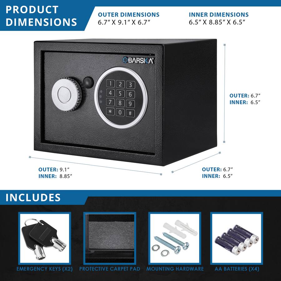 Key Pad Key Lockbox Barska Digital Keypad Home & Office Steel Security Safe Lock Box with ...