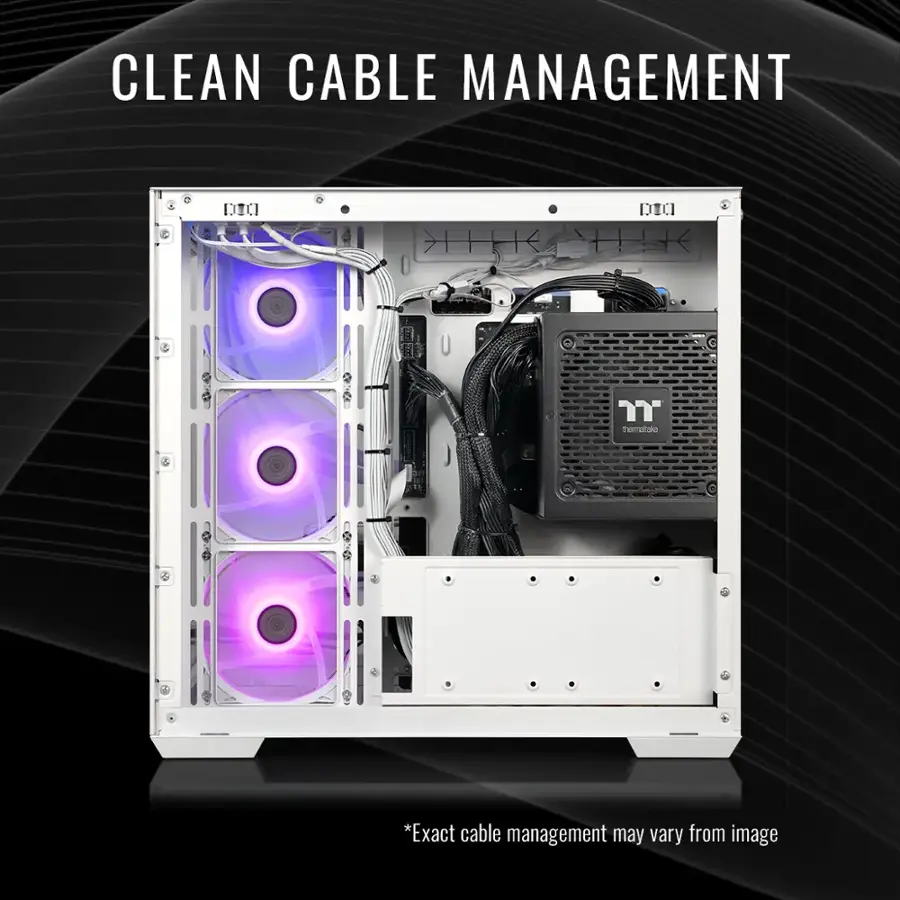 Clean Cable Management: Exact cable management may vary from image.