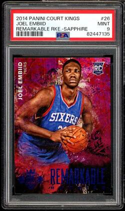 Joel Embiid 2014-15 Panini Court Kings Remarkable Rookies Sapphire #26 PSA 9