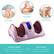 The text on the image can be grouped and corrected as follows:
**Manual Mode:**
- Press to choose from toe, arch, or sole massage.
**Auto Mode:**
- Press for a consistent, pre-set massage style.
**Massage Techniques:**
- Rolling
- Pushing
- Kneading