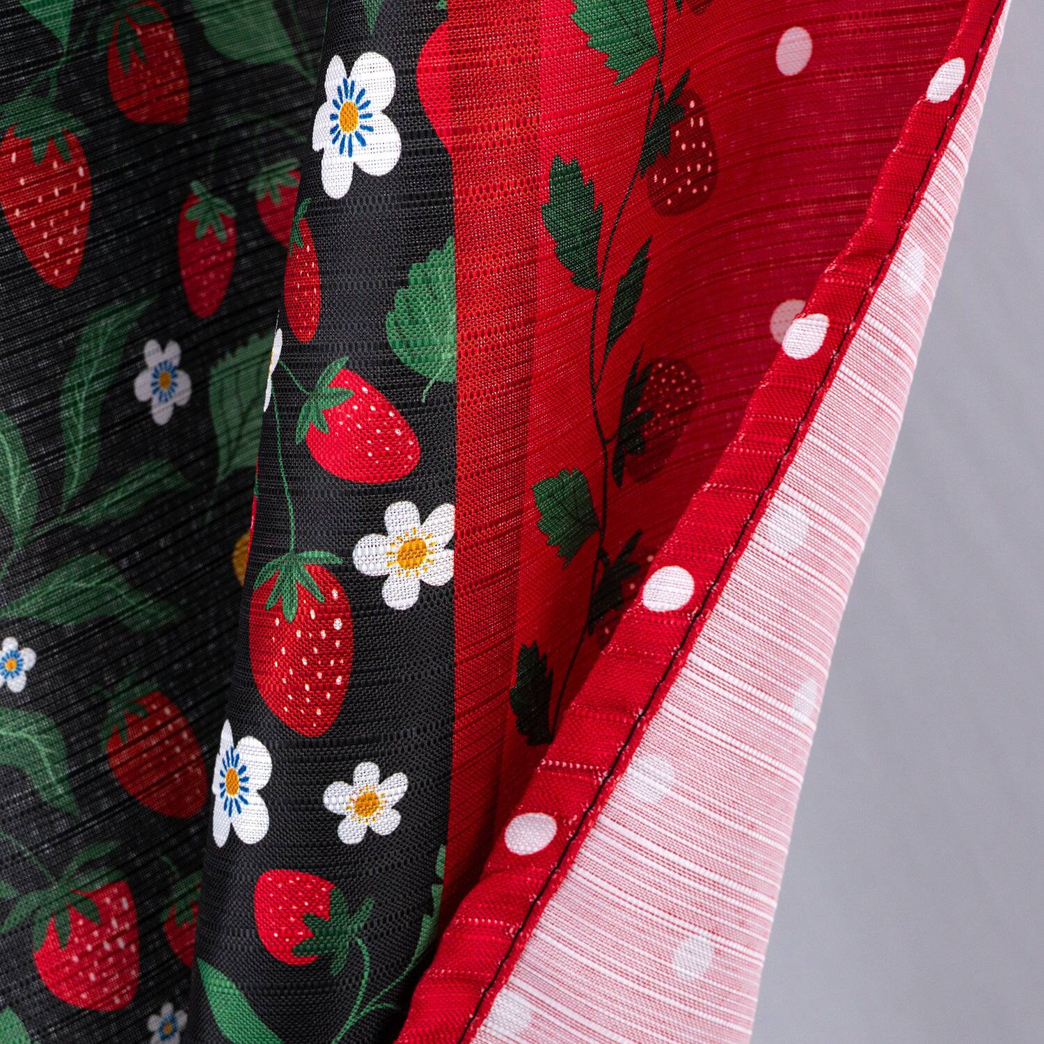 Alt View 1. RT Designers Collection - RT Designers Collection Polyester Cucina Strawberry Fields Kitchen Curtains Valance & Tiers Set 52" x 18" Muticolor - Multicolor.