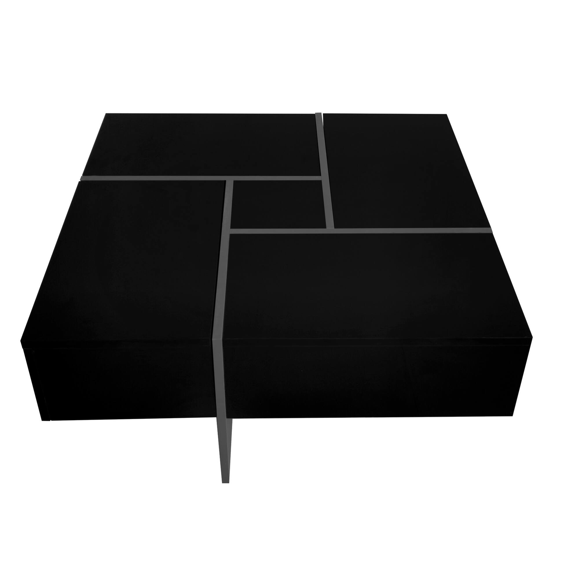 Alt View 5. GOODSILO - Modern Extendable Square Coffee Table with Hidden Storage Compartments and Sliding Tabletop for Living Room - Black.