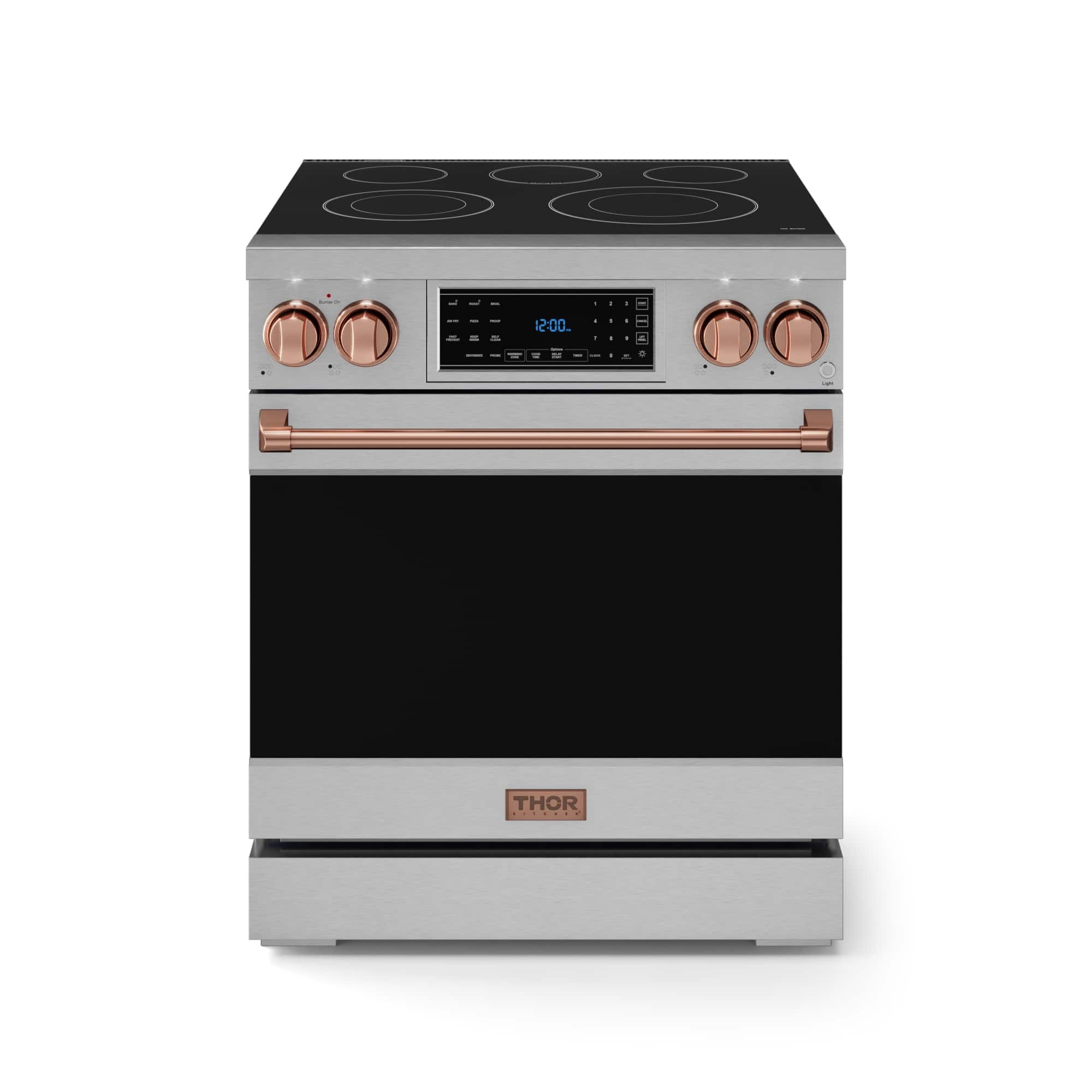 30 in. Wide 5 Elements Gordon Ramsay Series by Thor Kitchen 4.55 Cu. Ft Freestanding Electric Range w/ Rose Gold Handles - Stainless Steel