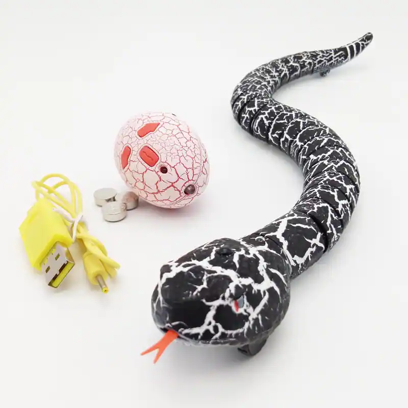 Topteng USB Rechargeable Remote Control Rattlesnake Toy Real Slithering ...