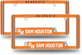 Rico Industries - Sam Houston State NCAA Bearkats (Set of 2) Chrome Metal License Plate Frames with Bold Full Frame Design - Multi