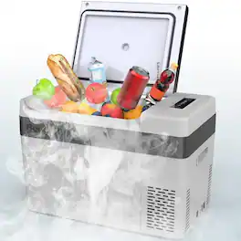 BougeRV - 30QT (28L) Portable Car Refrigerator Compressor Cooling 12/24V DC 110-240V for RV Truck Vehicle Boat - Gray