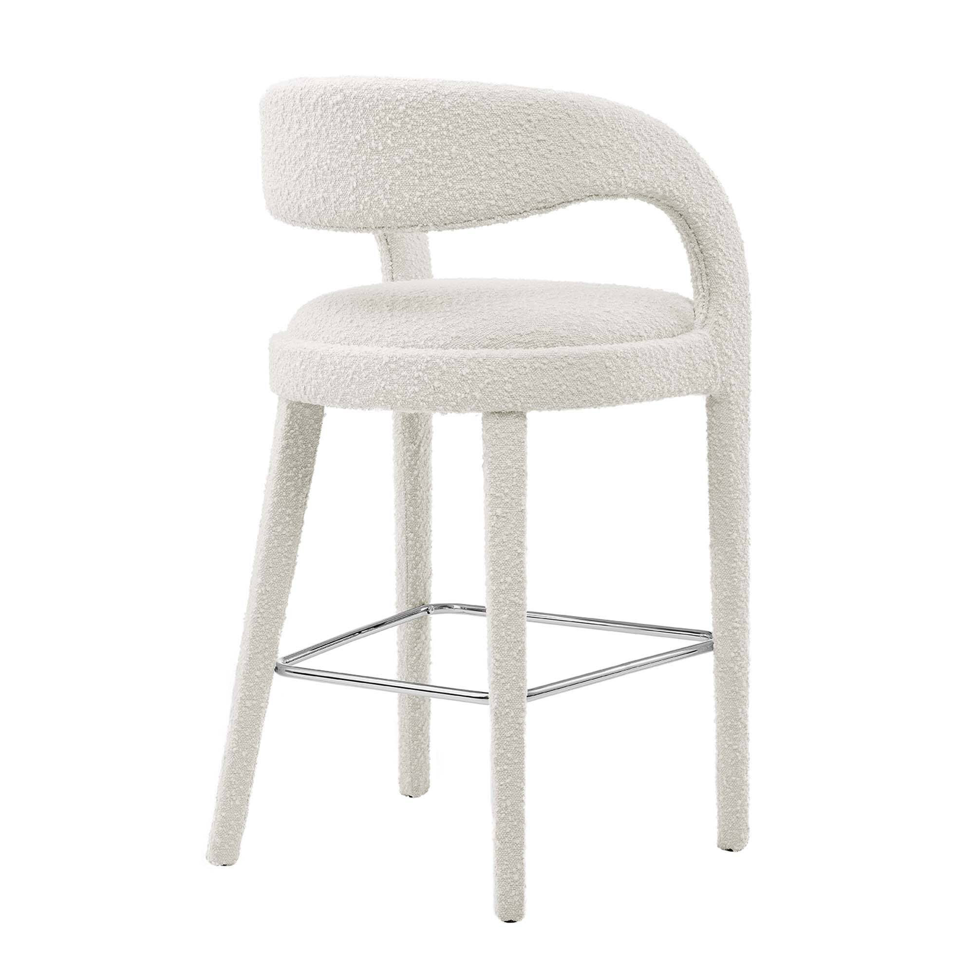 Alt View 4. Modway - Pinnacle Boucle Upholstered Bar Stool Set of 2 by Modway - Ivory Silver.
