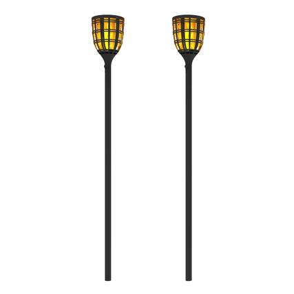 Front. Techko Maid - Solar Tiki Torch Path Lights LED Flame Effect IP65 (2-pack) - Black.