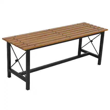 Front. Sunnydaze - 17.75" European Chestnut Patio Dining Bench - Brown.