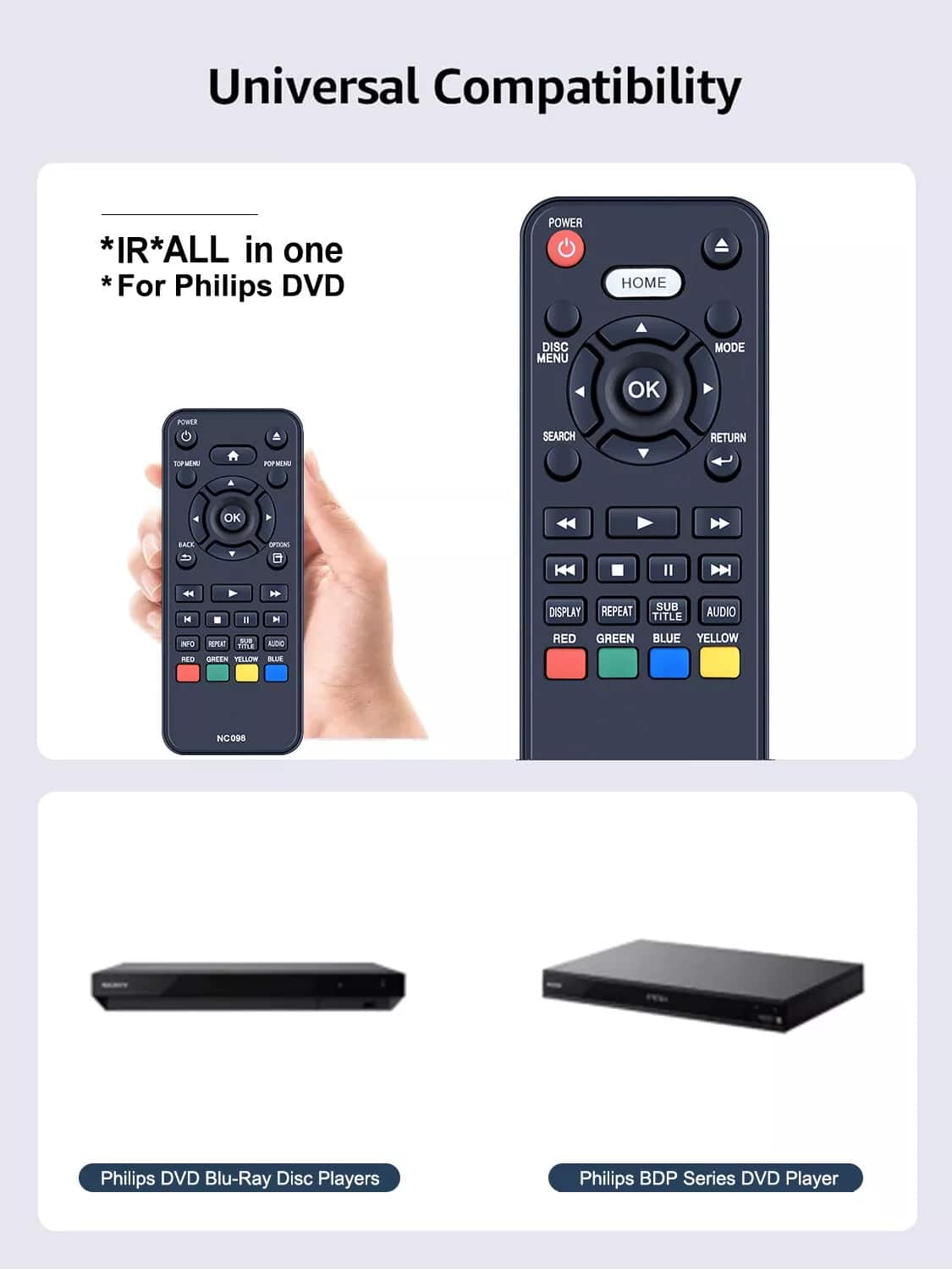 VINABTY New NC098 NC098UL Replaced Remote Control Fits for Philips