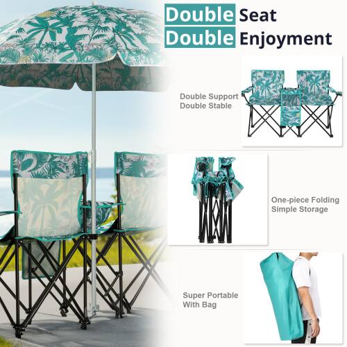Double Seat Double Enjoyment  
Double Support Double Stable  
One-piece Folding Simple Storage  
Super Portable With Bag