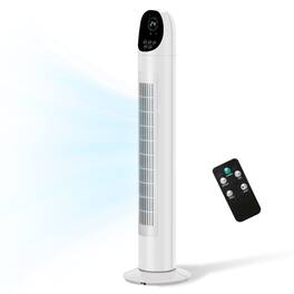 Loheer - 34 inch tower fan with remote, 50W indoor cooling fan, digital display, 9 hour timer, black and white