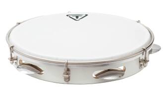 Front. Tycoon Percussion - 10" Wooden Pandeiro, Authentic Brazilian Percussion, Durable Wood Shell, Synthetic Head, Brushed Nickel Hardware.