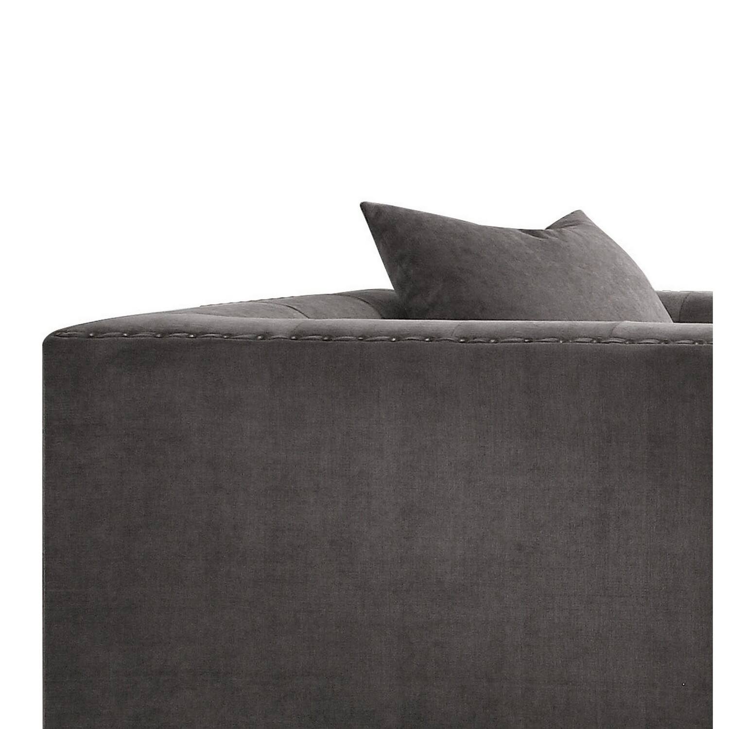 Alt View 1. Manhattan Lane - Fabric Upholstered Wooden Sofa Chair with Nail Head Trim - Gray.