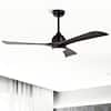 Front. Sofucor - 52" Modern Wood Ceiling Fan with Light & Remote Control 6-Speed Reversible Quiet DC Motor For Bedroom Farmhouse Patio - Black.
