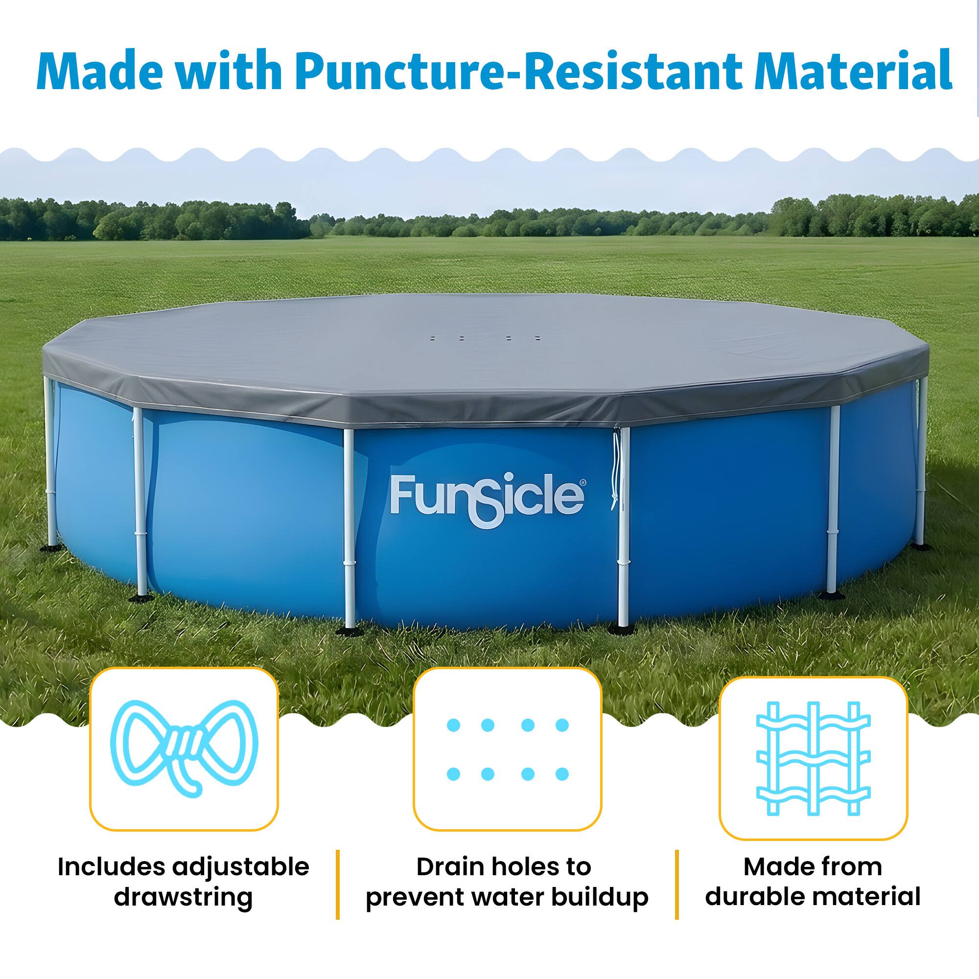 Made with Puncture-Resistant Material

Includes adjustable drawstring

Drain holes to prevent water buildup

Made from durable material