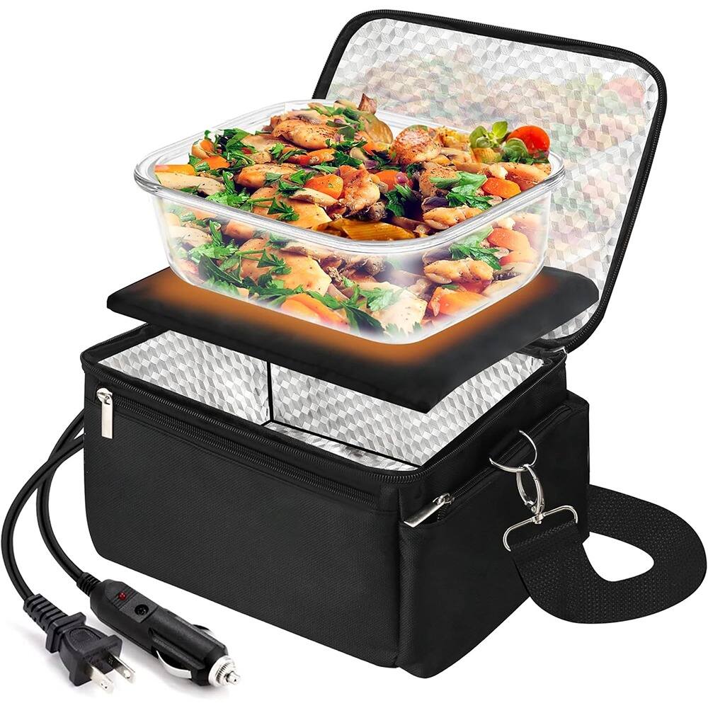 Front. RTMB - 3-in-1 Portable Heated Lunch Box – 12V/24V, Car Compatible, Black - Black.