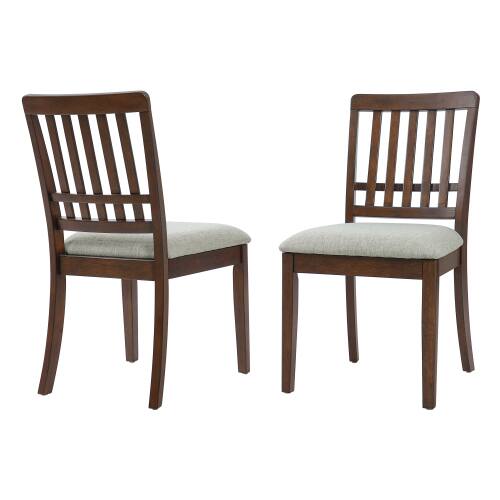 Alt View 3. LUCKY ONE - Assembled Scandinavian Dining Chair Set of 2 Curved Wood Back with Gray Fabric Seat - Brown.